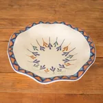 Ceramic fruit bowl, 'Antigua Breeze' - Ceramic Hand-Painted Fruit Bowl with Geometric Design