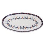 Ceramic oval platter, 'Antigua Breeze' (19 inch) - Ceramic Oval Serving Platter with Geometric Design (19 Inch)