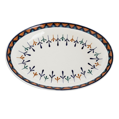 Ovale Keramikplatte, (14 Zoll) - Handbemalte ovale Servierplatte aus Keramik (14 Zoll)