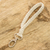Cotton macrame key chain, 'Knotted Ivory Band' - 100% Cotton Macrame Strap Key Chain with Pewter Clasp thumbail