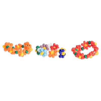 Zehenringe mit Perlen, 'Floral Fling' (10er-Set) - Mehrfarbige Glasperlen-Zehenringe aus Guatemala (10er-Set)