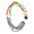 Beaded bracelets, 'Rainbow Zebra' - Black and White Multicolour Multiple Strand Bracelet (image 2d) thumbail