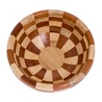 Mahogany salad serving set, 'Guatemala Checkerboard' - Checkerboard Pieced Tropical Wood Salad Bowl and Spoons