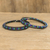 Beaded wrap bracelet, 'Beaded Night' (pair) - Black Blue and Green Beaded Steel Wire Bracelets (Pair)