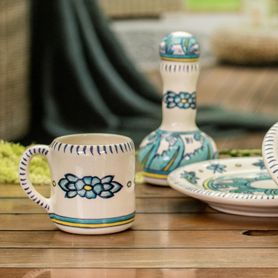 Taza de ceramica - Taza de café de cerámica pintada a mano con diseño floral