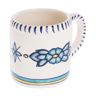 Taza de ceramica - Taza de café de cerámica pintada a mano con diseño floral