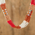 Beaded multi-strand necklace, 'Guatemalan Sun' - Multi-Strand Glass Beaded Long Necklace in Reds and Oranges