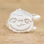 Sterling silver cocktail ring, 'Adorable Sloth' - Sterling Silver Cocktail Ring with Sloth Face