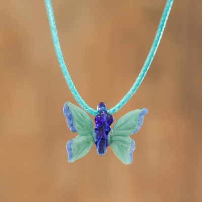 Buy AJS Women's Blue Pendant Beautiful Butterfly Necklace For Women & Girls  | Butterfly Chain Fashion Women Necklace | Butterfly Necklaces | Blue  pendant | Fashion neck chain for women (Pack Of -
