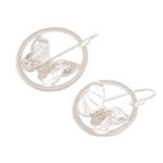 Sterling silver dangle earrings, 'Shimmering Flight' - Sterling Silver Encircled Butterfly Earrings from Costa Rica