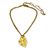 Art glass pendant necklace, 'Yellow Rainforest Drop' - Golden Yellow Glass Leaf Pendant Necklace with Cord