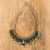 Macrame waterfall necklace, 'Turquoise Feathers' - Turquoise-Accented Brown and Blue Macrame Necklace