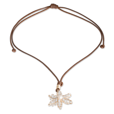 Cultured pearl pendant necklace, 'Delicate Star' - Star=Shaped Pendant Necklace with Cultured Pearl