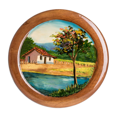 Costa Rica Cottage Hand-Painted Cedar Decorative Plate
