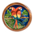Dekorativer Teller aus Zedernholz, „Bright Scarlet Macaws“. - Handbemalter Dekoteller aus Zedernholz aus Costa Rica