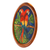 Dekorativer Teller aus Zedernholz, „Bright Scarlet Macaws“. - Handbemalter Dekoteller aus Zedernholz aus Costa Rica