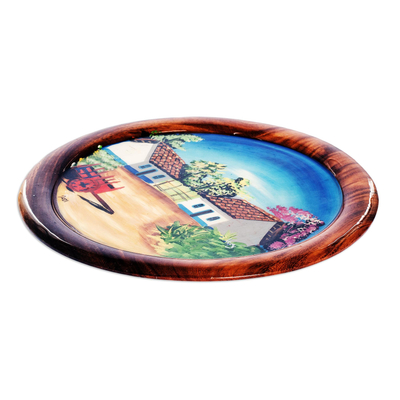 Dekorativer Teller aus Zedernholz - Handbemalter dekorativer Teller aus Zedernholz aus Costa Rica