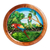 Cedar decorative plate, 'Quetzal and Macaw' - Cedar Wood Hand-Painted Decorative Plate from Costa Rica