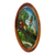 Cedar decorative plate, 'Quetzal and Macaw' - Cedar Wood Hand-Painted Decorative Plate from Costa Rica