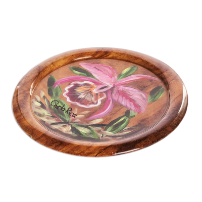 Placa de madera decorativa - Plato decorativo floral pintado a mano