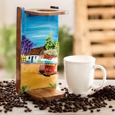 Chorreador Coffee Maker with Country Scene from Costa Rica, 'Costa Rica  Morning