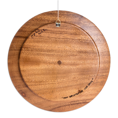Decorative wood plate, 'Sloth Family' - Handcrafted Cedarwood Decorative Plate