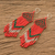 Beaded waterfall earrings, 'Scarlet Pines' - Handmade Red and Green Beaded Long Waterfall Earrings (image 2b) thumbail
