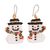 Beaded dangle earrings, 'Snowman Smile' - Colorful Handmade Beaded Snowman Christmas Earrings thumbail