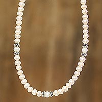 Cultured pearl strand necklace, 'Costa Rican Rose'