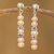 Cultured pearl dangle earrings, 'Costa Rican Rose' - Rose and White Cultured Pearl Earrings with Sterling Silver thumbail