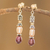 Cultured pearl beaded dangle earrings, 'Resplendent colours' - Dangle Earrings with Cultured Pearls