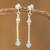 Pendientes colgantes de cristal de Swarovski - Pendientes colgantes de cristal de Swarovski azul y plata