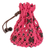 Cotton macramé pouch, 'Tropical Pink' - Cotton Macramé Drawstring Pouch with Wood Base