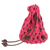 Cotton macramé pouch, 'Tropical Pink' - Cotton Macramé Drawstring Pouch with Wood Base