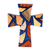 Reclaimed wood cross, 'Heaven's Faith' - Reclaimed Wood Wall Cross in Natural Colors and Blue Resin (image 2a) thumbail