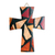 Reclaimed wood cross, 'Forest Faith' - Reclaimed Wood Wall Cross in Natural Colors and Green Resin (image 2a) thumbail