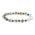 Crystal beaded bracelet, 'Iridescent Blue and Honey' - Blue and Amber Crystal Beaded Bracelet from Costa Rica