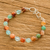 Agate beaded bracelet, 'Caribbean Morning' - Agate-Beaded Link Bracelet in Amber and Blue Tones