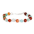 Agate beaded bracelet, 'Caribbean Morning' - Agate-Beaded Link Bracelet in Amber and Blue Tones