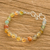 Agate beaded bracelet, 'Caribbean Sand' - Amber and Azure Agate Beaded Bracelet from Costa Rica