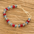 Crystal beaded bracelet, 'Heavenly Fireworks' - Light-Blue and Dark-Red Crystal-Beaded Bracelet with Hook