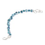 Crystal beaded bracelet, 'Pacific Silver Costa' - Aquamarine-Colored Crystal Bead Bracelet with Hook Clasp