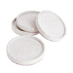 Cement coasters, 'Speckled Circles' (set of 4) - Molded Cement Round Coasters in a Speckled White (Set of 4)