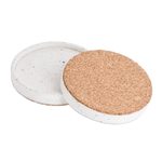 Cement coasters, 'Speckled Circles' (set of 4) - Molded Cement Round Coasters in a Speckled White (Set of 4)
