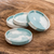 Cement coasters, 'Light Clouds' (set of 4) - Molded Cement Round Coasters in Blue and White (Set of 4)