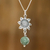 Jade pendant necklace, 'Mayan Flower' - Sterling Silver Flower Pendant Necklace with Jade Bead (image 2) thumbail
