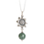 Jade pendant necklace, 'Mayan Flower' - Sterling Silver Flower Pendant Necklace with Jade Bead thumbail