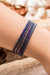 Beaded wrap bracelet, 'Shimmering Azure' - Multi-Hued Blue Glass Bead Bracelet on Stainless Steel Wire