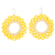 Beaded dangle earrings, 'Solar Glow' - Yellow and White Beaded Sunflower Dangle Earrings with Hooks thumbail
