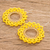Beaded dangle earrings, 'Solar Glow' - Yellow and White Beaded Sunflower Dangle Earrings with Hooks (image 2b) thumbail